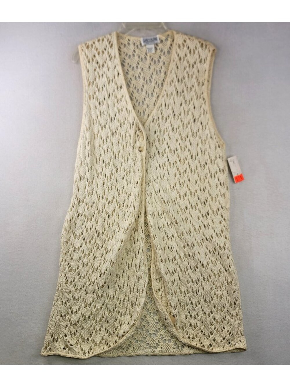 Vintage Carly Blake Crochet Cardigan Vest M Cream Cottagecore Festival Layers